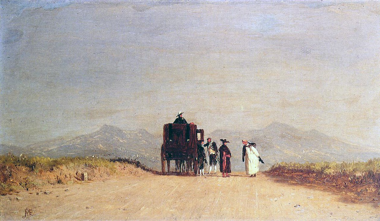 A parada dos viajantes na Campagna romana, c.1868 de Jervis McEntee