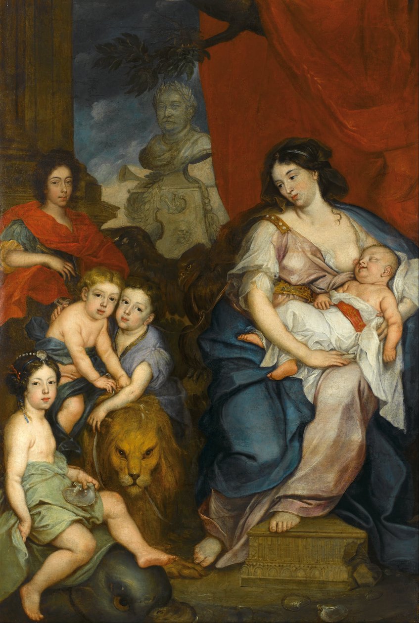 Retrato da Rainha Maria Casimire com crianças de Jerzy Siemiginowski Eleuter