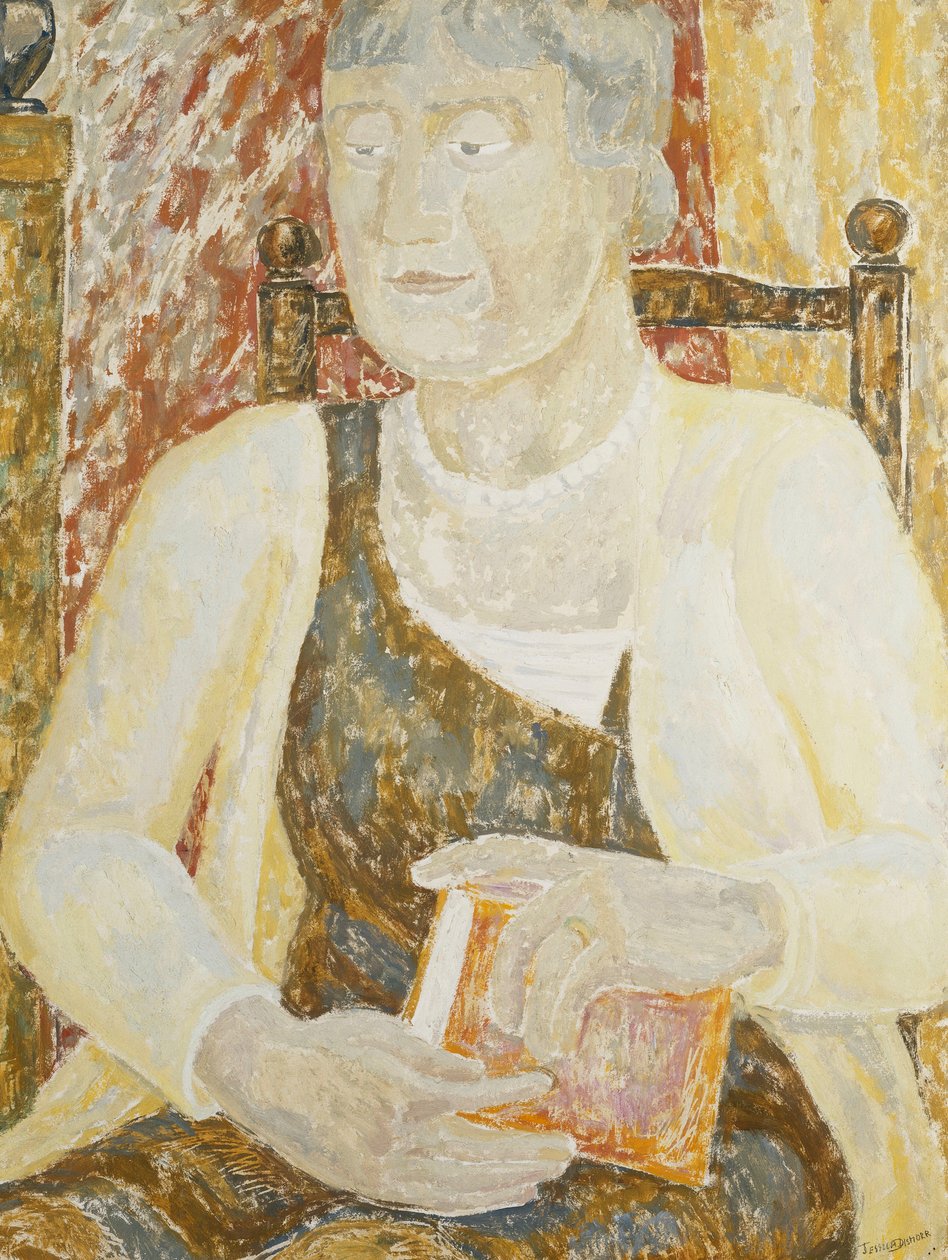 Retrato da Sra. Ody segurando um livro de Jessica Stewart Dismorr