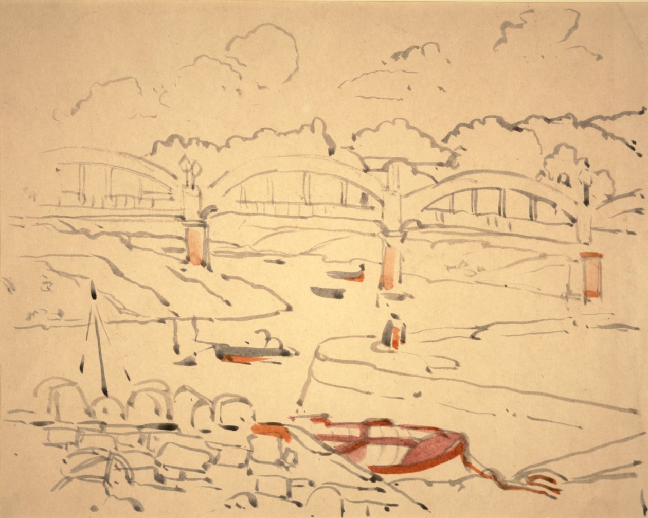 Ilustração para "O Livro das Pontes", c.1911 (aguarela e tinta sobre papel) de Jessie Marion King