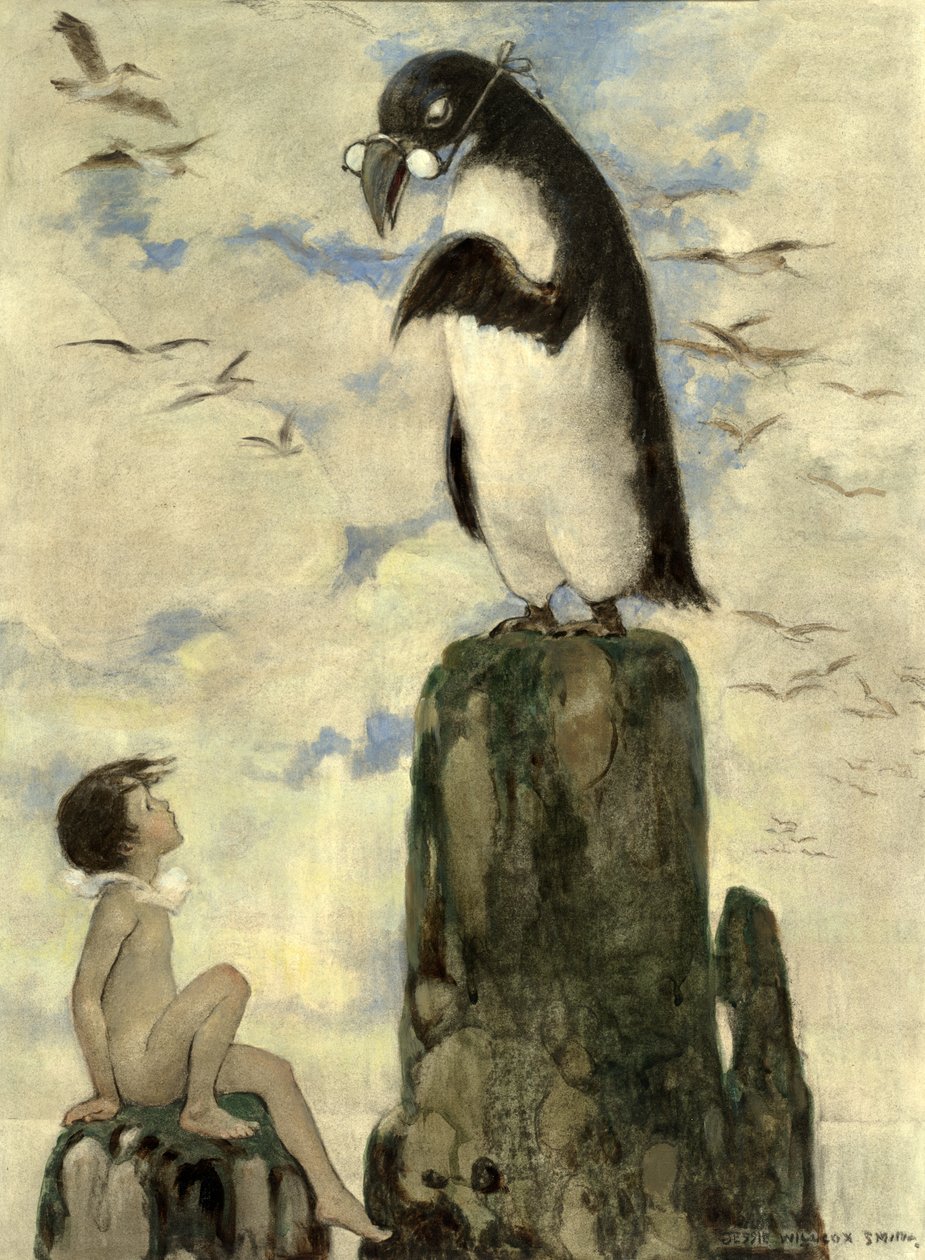 E lá ele viu o último galinheiro, de The Water Babies de Charles Kingsley, pub. 1916 (lito colorido) de Jessie Willcox Smith