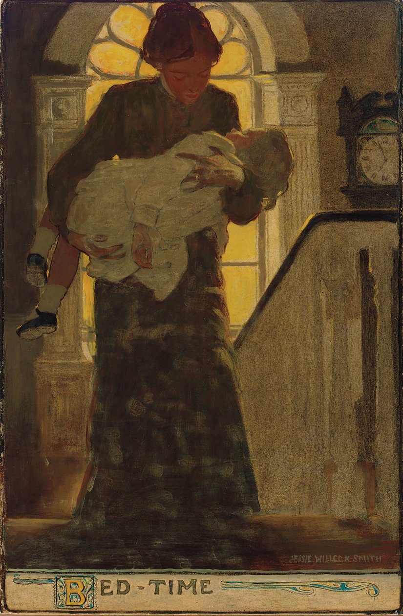 Bed-Time, c.1902 (carvão, aquarela e óleo a bordo) de Jessie Willcox Smith