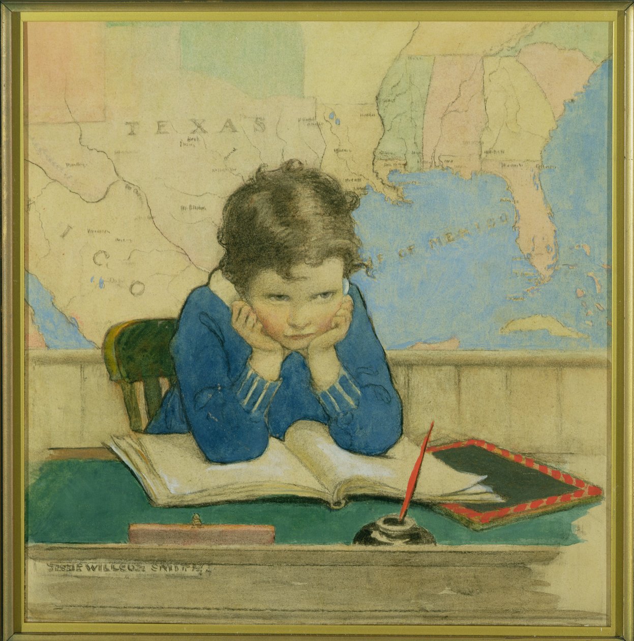 Ilustração da capa da revista Good Housekeeping, Outubro de 1928 (aguarela e carvão em papel) de Jessie Willcox Smith