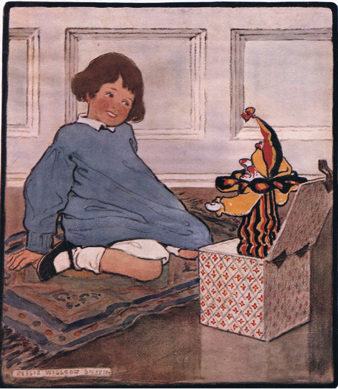 Desde que era um rapazinho, ele pensou que divertido seria se Jack aparecesse e gritasse "Olá Frank! (cor litho) de Jessie Willcox Smith