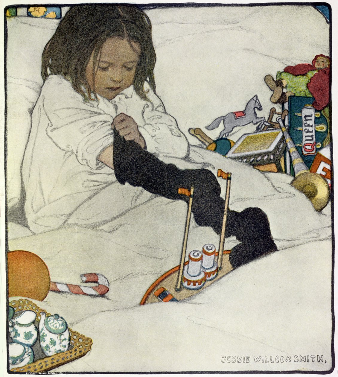 Abrindo a meia de natal de Jessie Willcox Smith