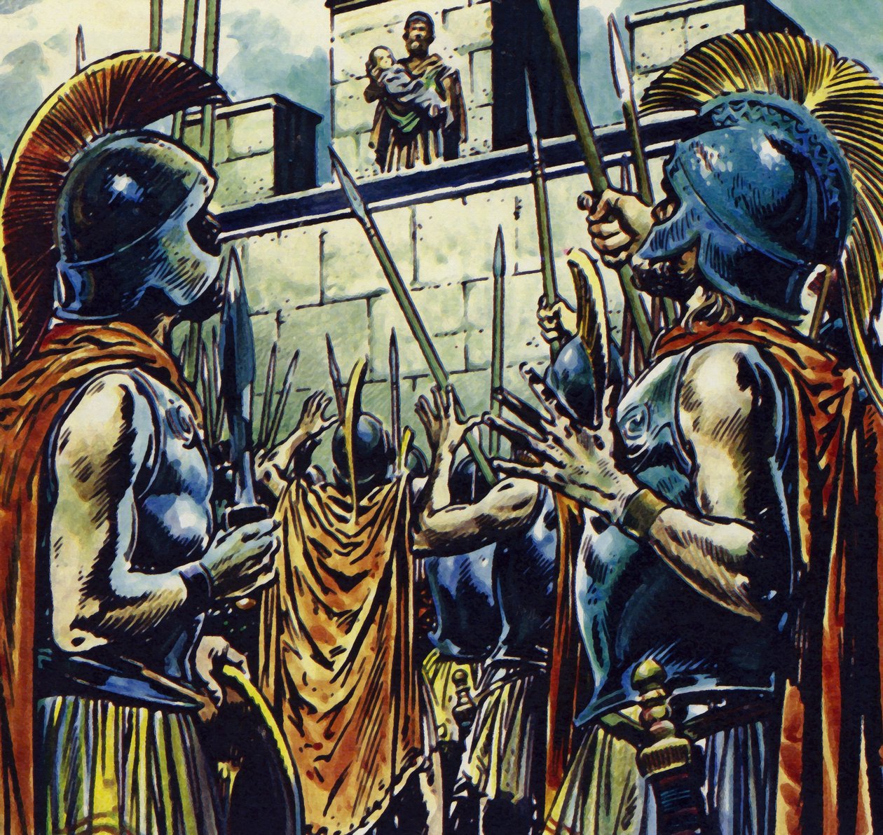 Alexandre, o Grande, era filho de Filipe II da Macedónia (litografia a cores) de Jesus Blasco