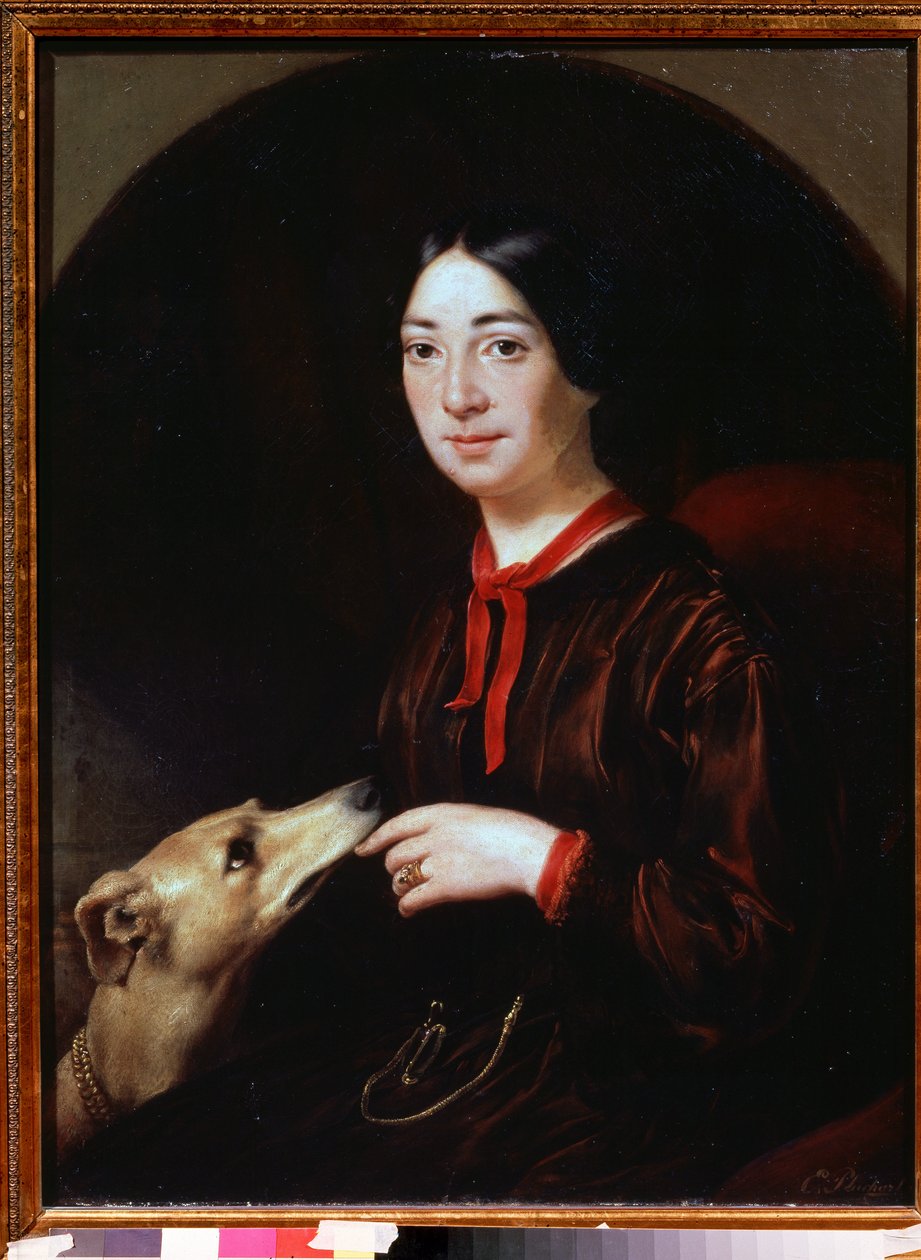 ""Retrato da cantora e compositora Pauline Viardot (1821-1910)"" Pintura de Eugene Pluchart (1809-1880) por volta de 1853 Tropinine Museum (Tropinin), Moscou de Jewgenij Alexandrowitsch Pluchart