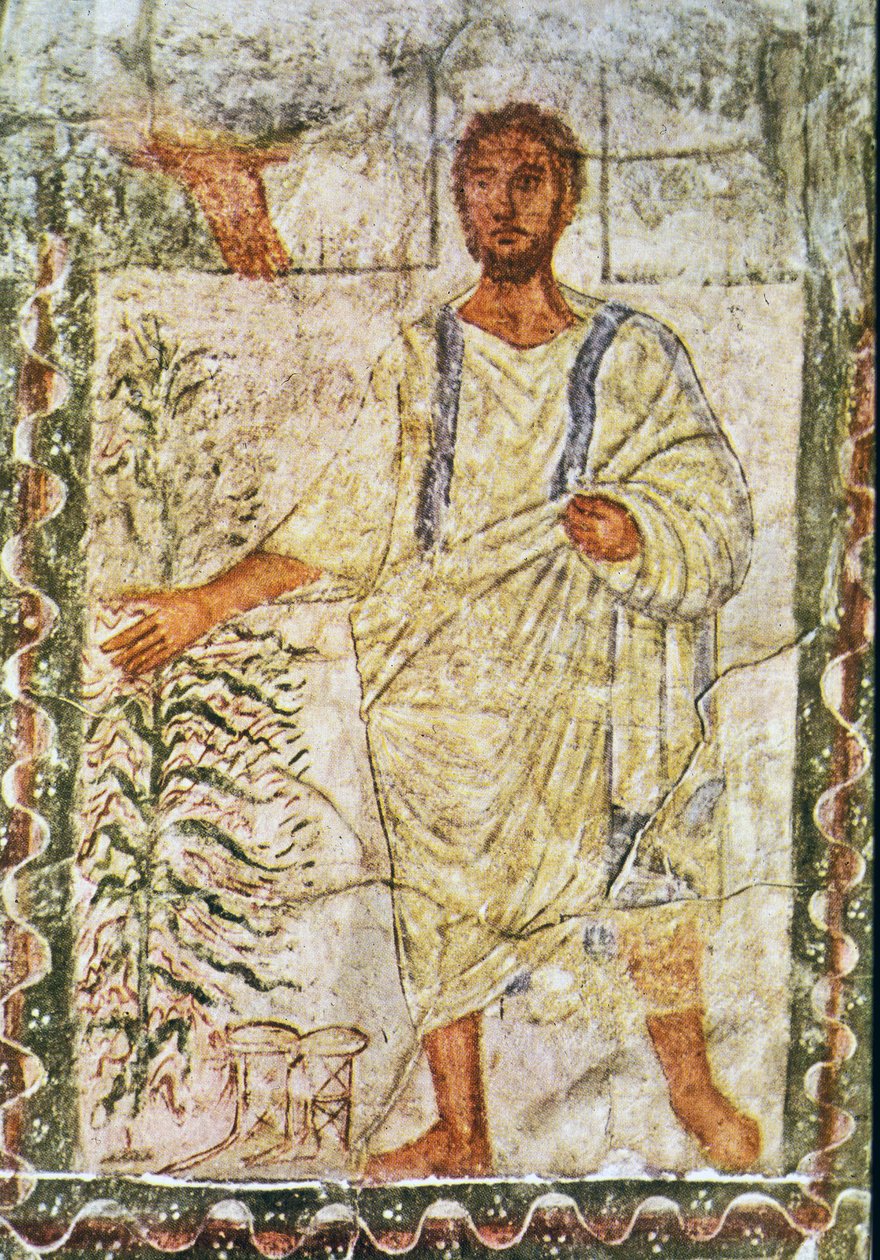 Moisés e a Sarça Ardente (têmpera sobre gesso) de Jewish School