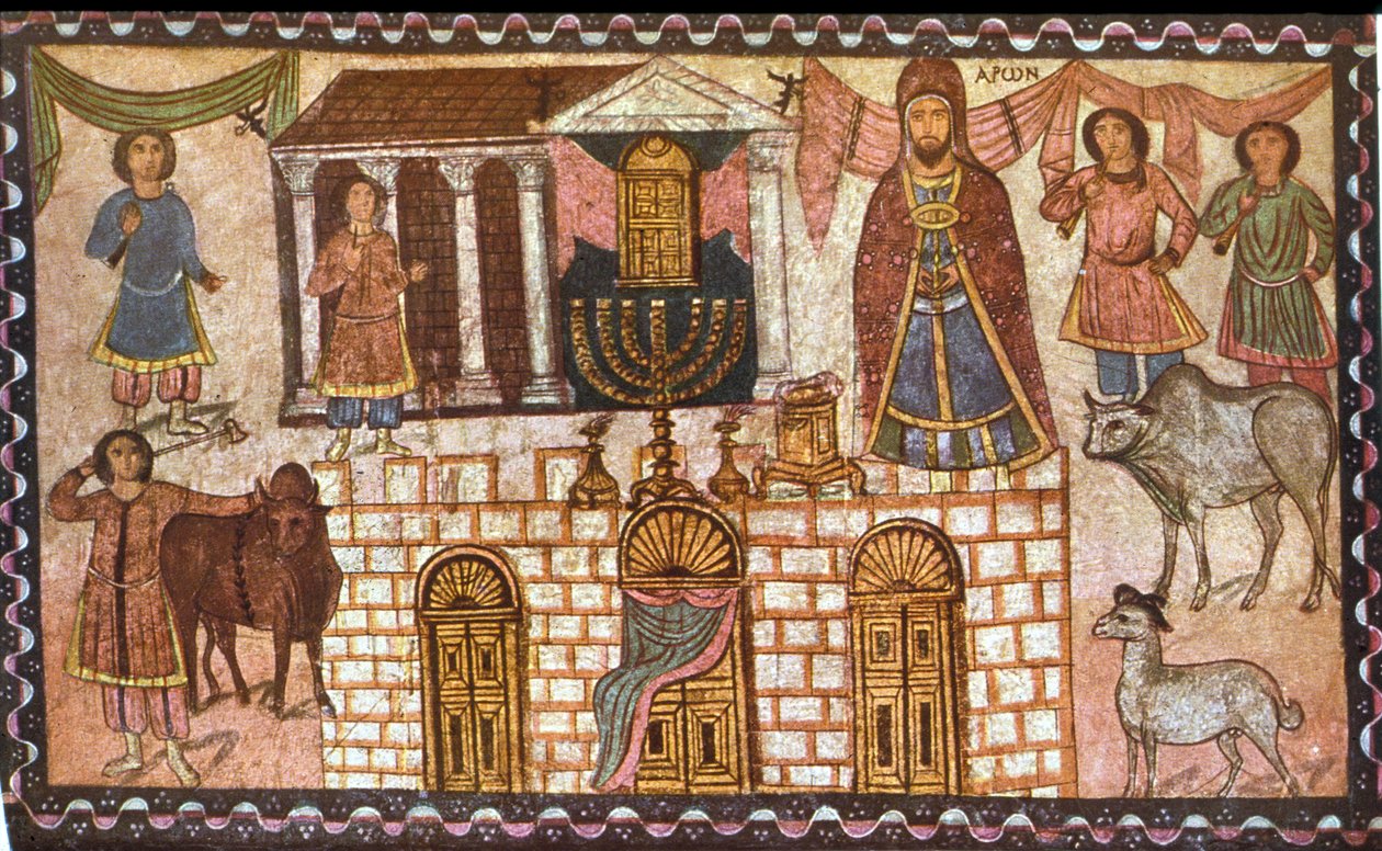 O Tabernáculo e seus sacerdotes (têmpera sobre gesso) de Jewish School