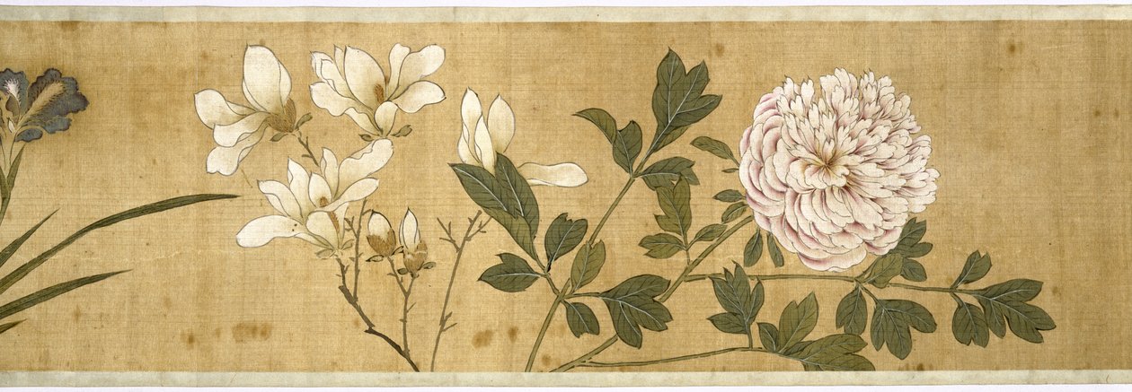 Cem Flores, início do século XVII (pintado de seda) (detalhe) de Jiayan Chen