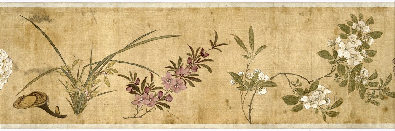 Cem Flores, início do século XVII (pintado de seda) (detalhe: ver também 207347-58) de Jiayan Chen