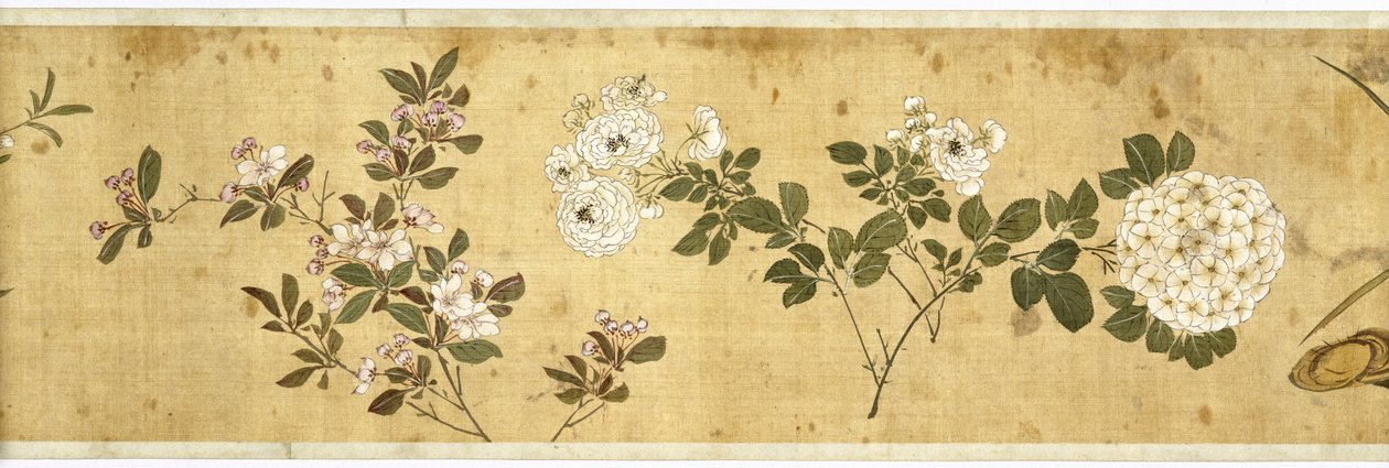Cem Flores, início do século XVII (pintado de seda) (detalhe: ver também 207347-58) de Jiayan Chen