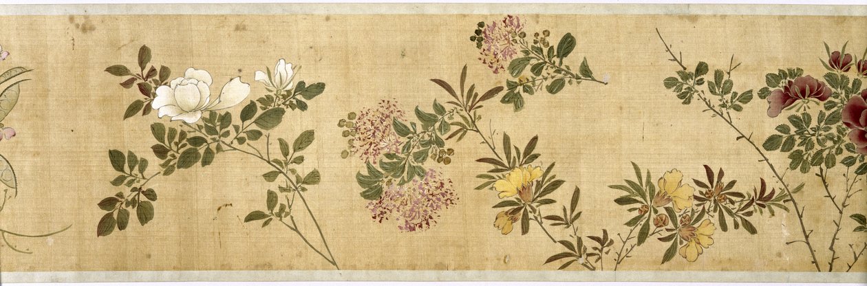 Cem Flores, início do século XVII (pintado de seda) (detalhe: ver também 207347-58) de Jiayan Chen