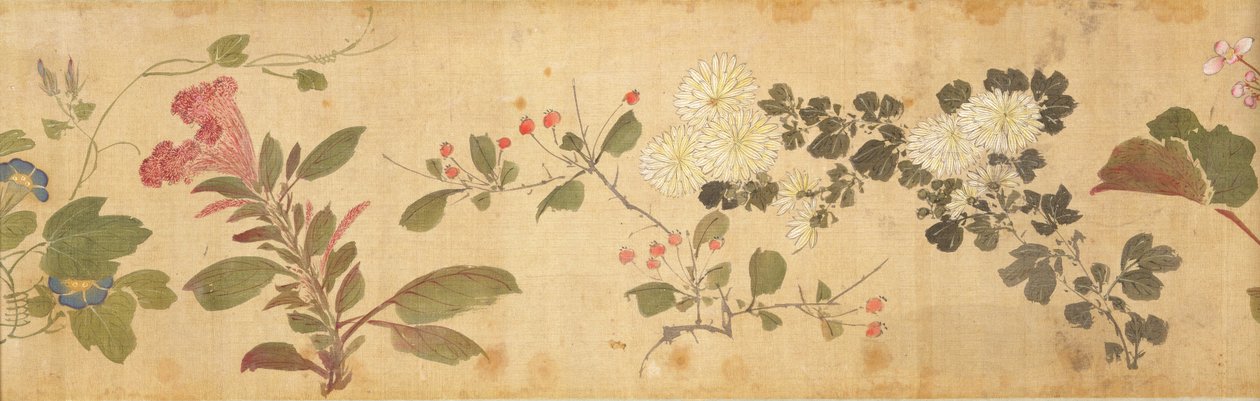 Cem Flores, início do século XVII (pintado de seda) (detalhe: ver também 207347-58) de Jiayan Chen