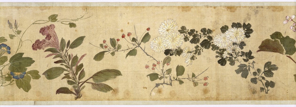 Cem Flores, início do século XVII (seda pintada) de Jiayan Chen