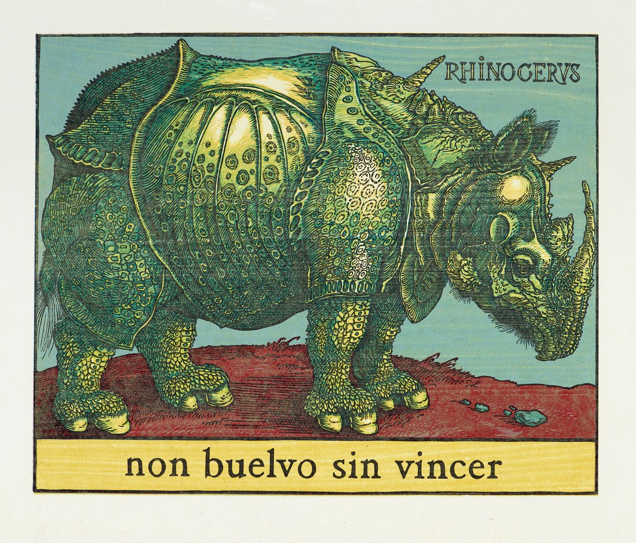 Rinoceronte Verde, 2007 (xilogravura) de Jim Monson