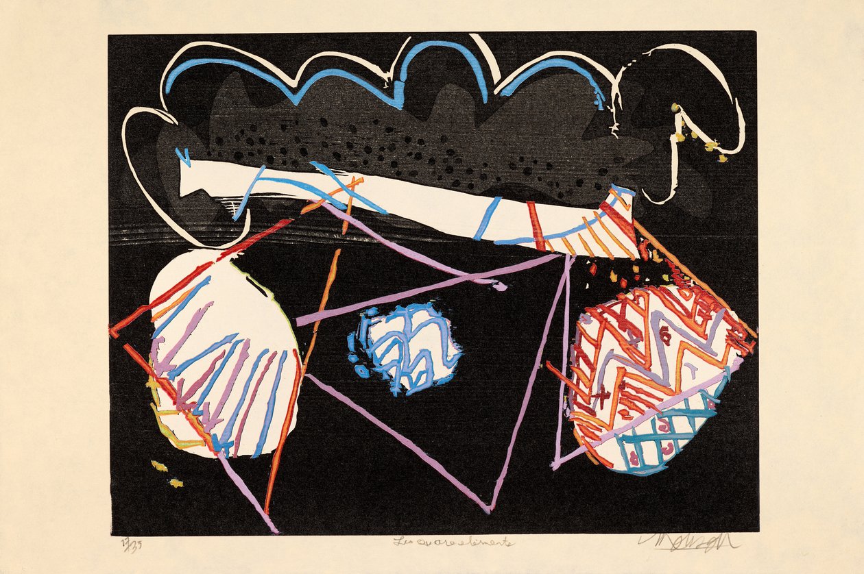 Os Quatro Elementos, 2021 (xilogravura) de Jim Monson