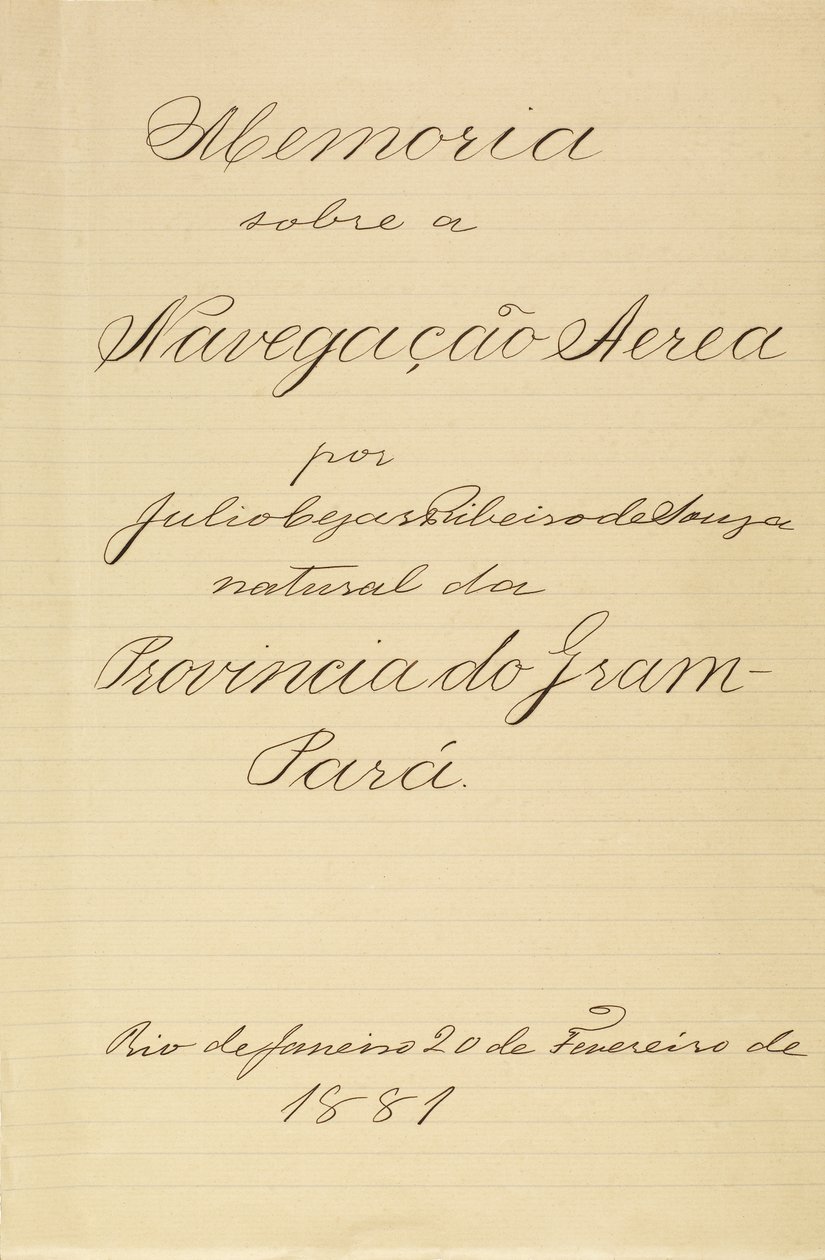 Manuscript by Júlio Cézar Ribeiro de Souza about Aeronautics de Júlio Cézar Ribeiro de Souza