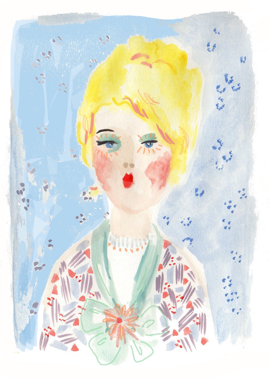 Boneca Vintage 1, 2014 (aguarela sobre papel) de Jo Chambers
