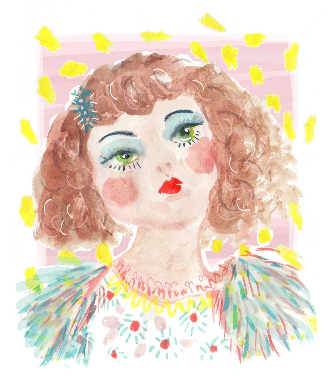 Vintage Doll 2, 2014 (aguarela sobre papel) de Jo Chambers