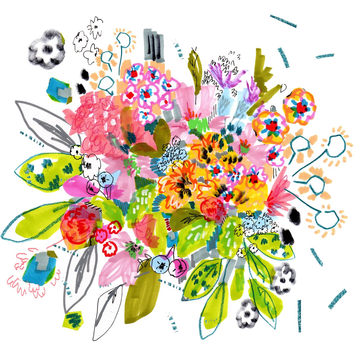 Bloom, 2014 (caneta, tinta, colagem e papel) de Jo Chambers
