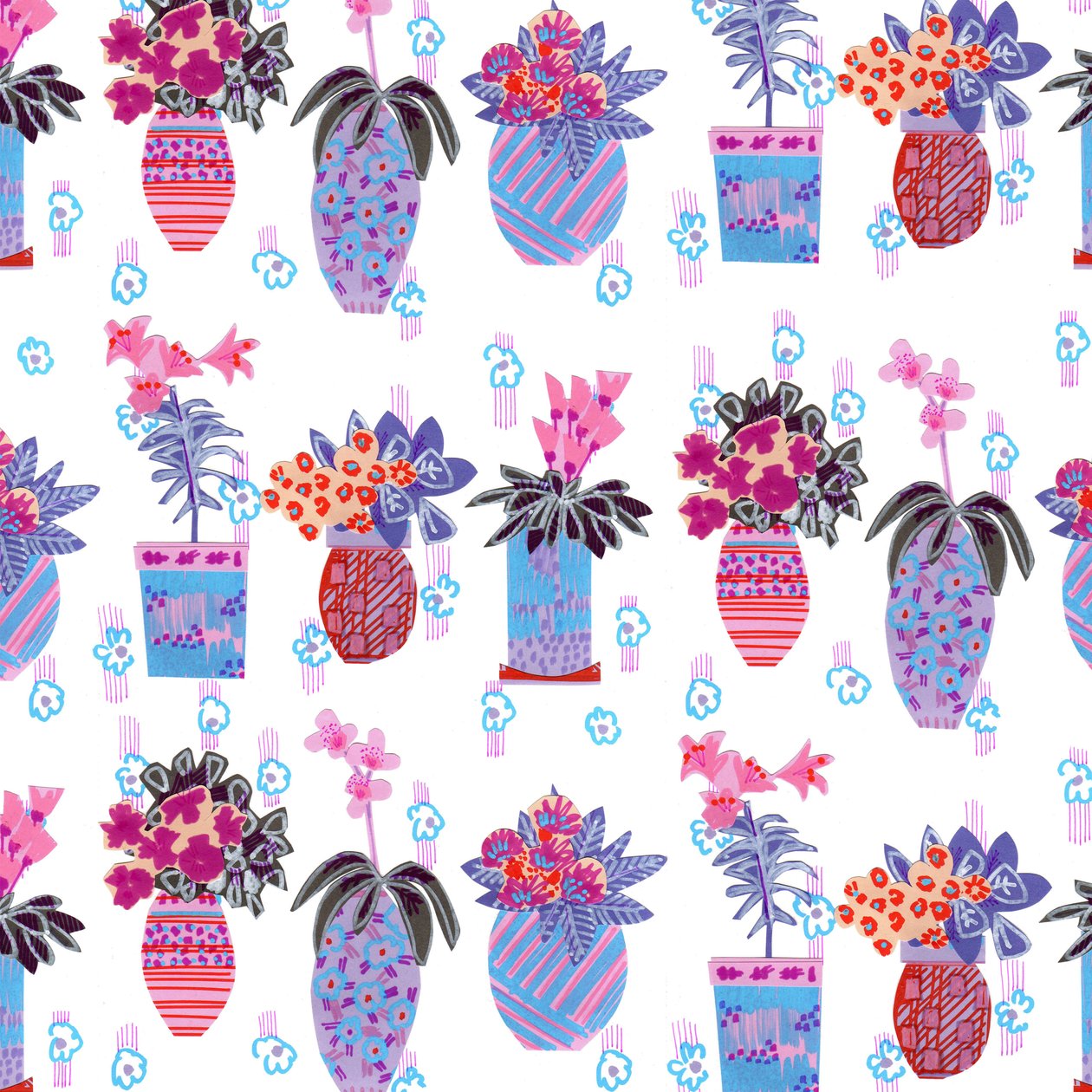 House Plants, 2014, (colagem, papel, caneta e tinta, impressão giclée) de Jo Chambers