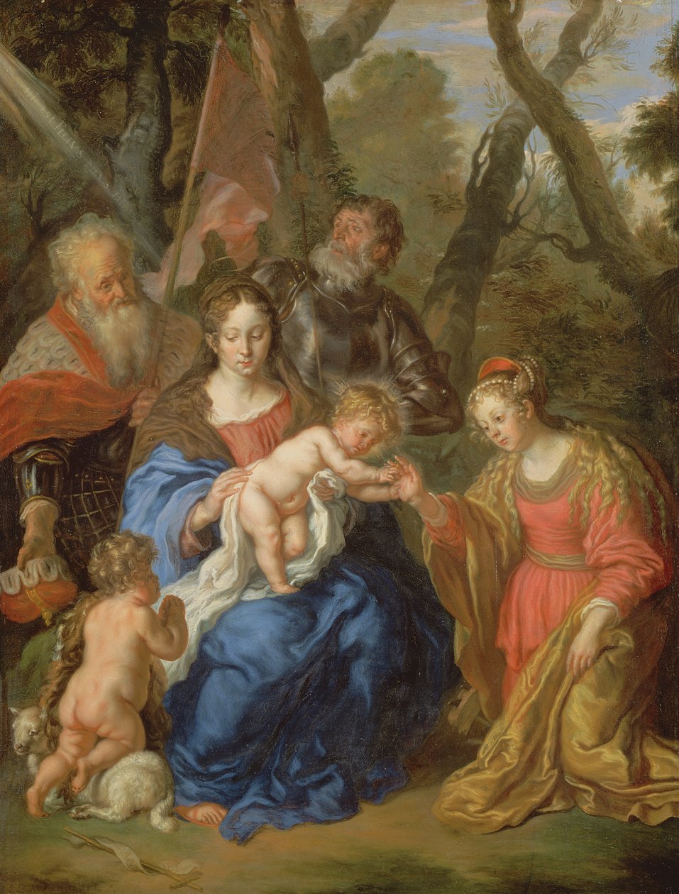 O Casamento Místico de Santa Catarina, com São Leopoldo e São Guilherme, 1647 (painel) de Joachim von Sandrart