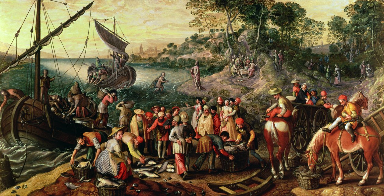 O projecto milagroso de peixes (painel) de Joachim Beuckelaer