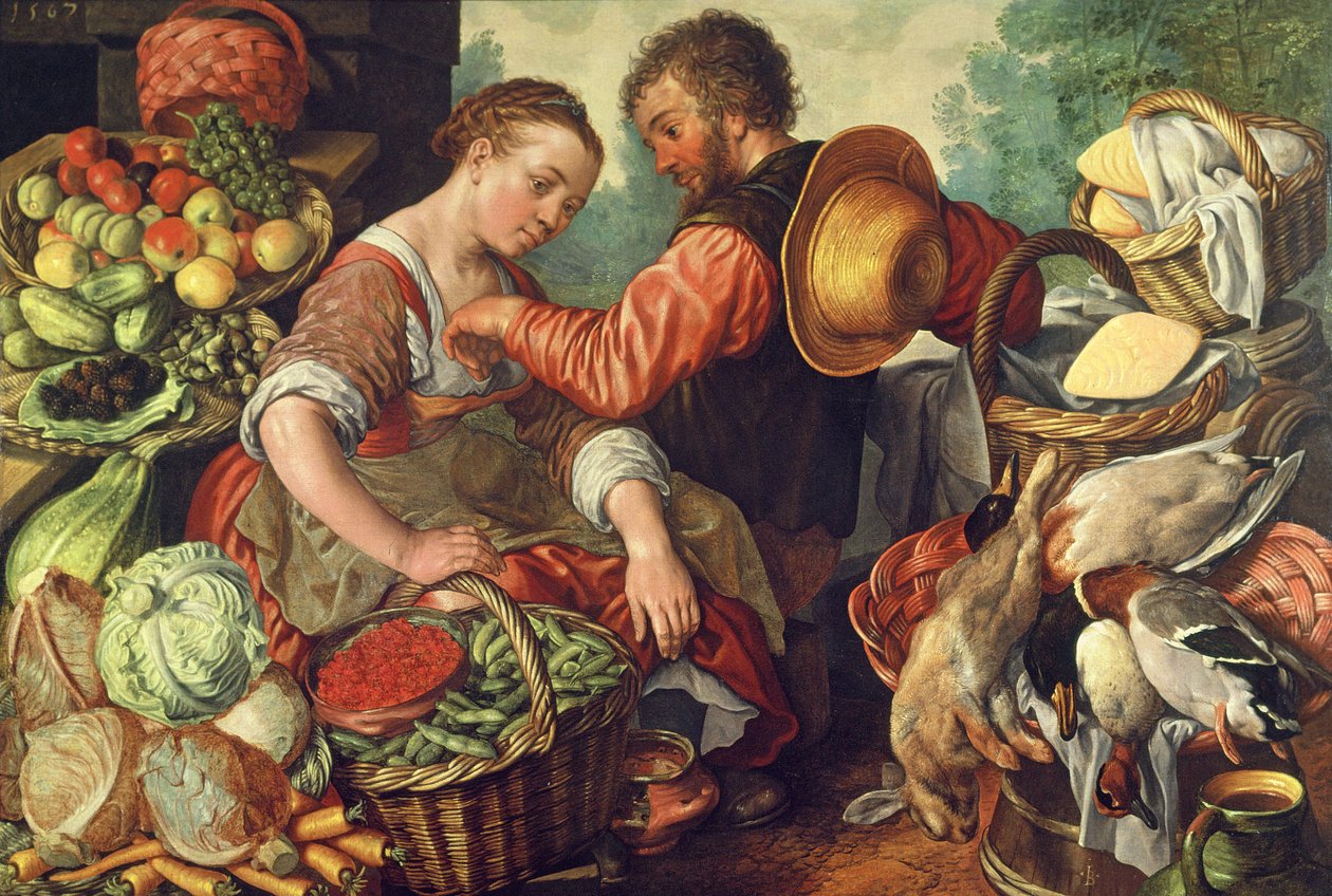 Mulher vendendo legumes, 1567 de Joachim Beuckelaer