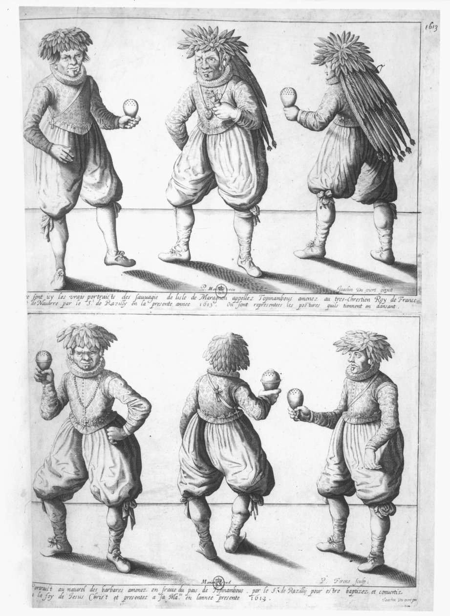 Membros da tribo Tupinambras levada ao rei da França em Paris para ser batizada e convertida ao cristianismo, 1613 de Joachim Duviert