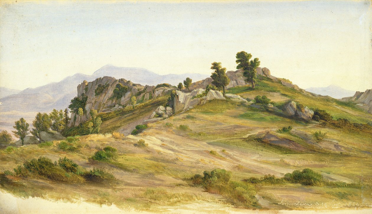O Serpentara em Olevano, 1824 (óleo sobre papel montado no cartão) de Joachim Faber