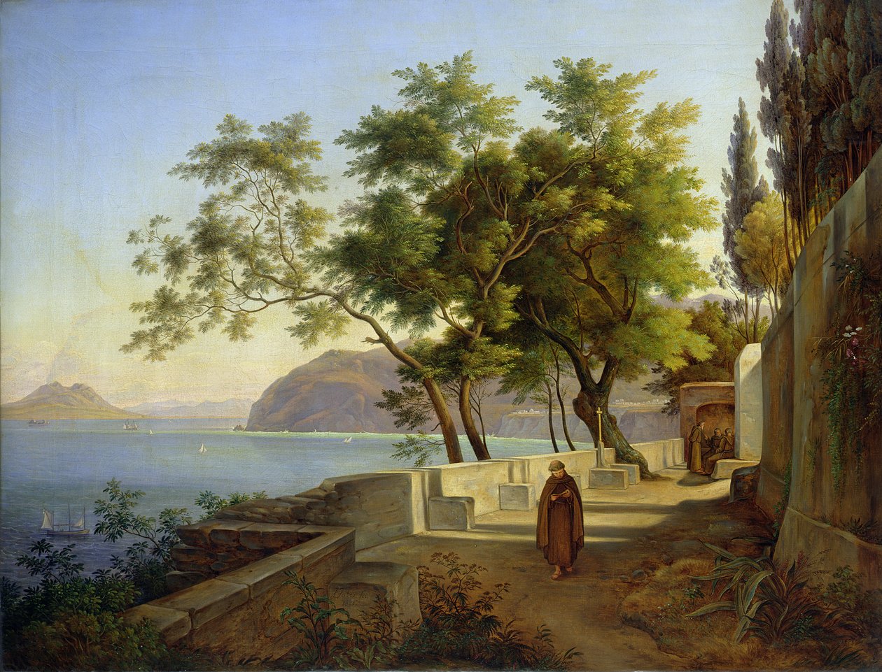 O Terraço dos Capucins em Sorrento, 1828 de Joachim Faber