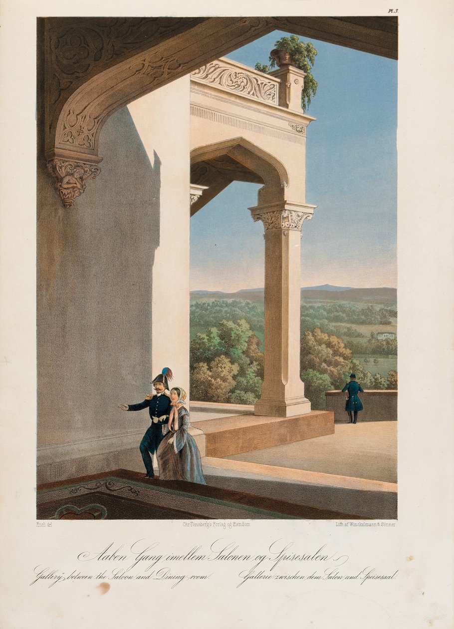 Galeria Oscharshal entre salão e sala de jantar, 1852 de Joachim Frich