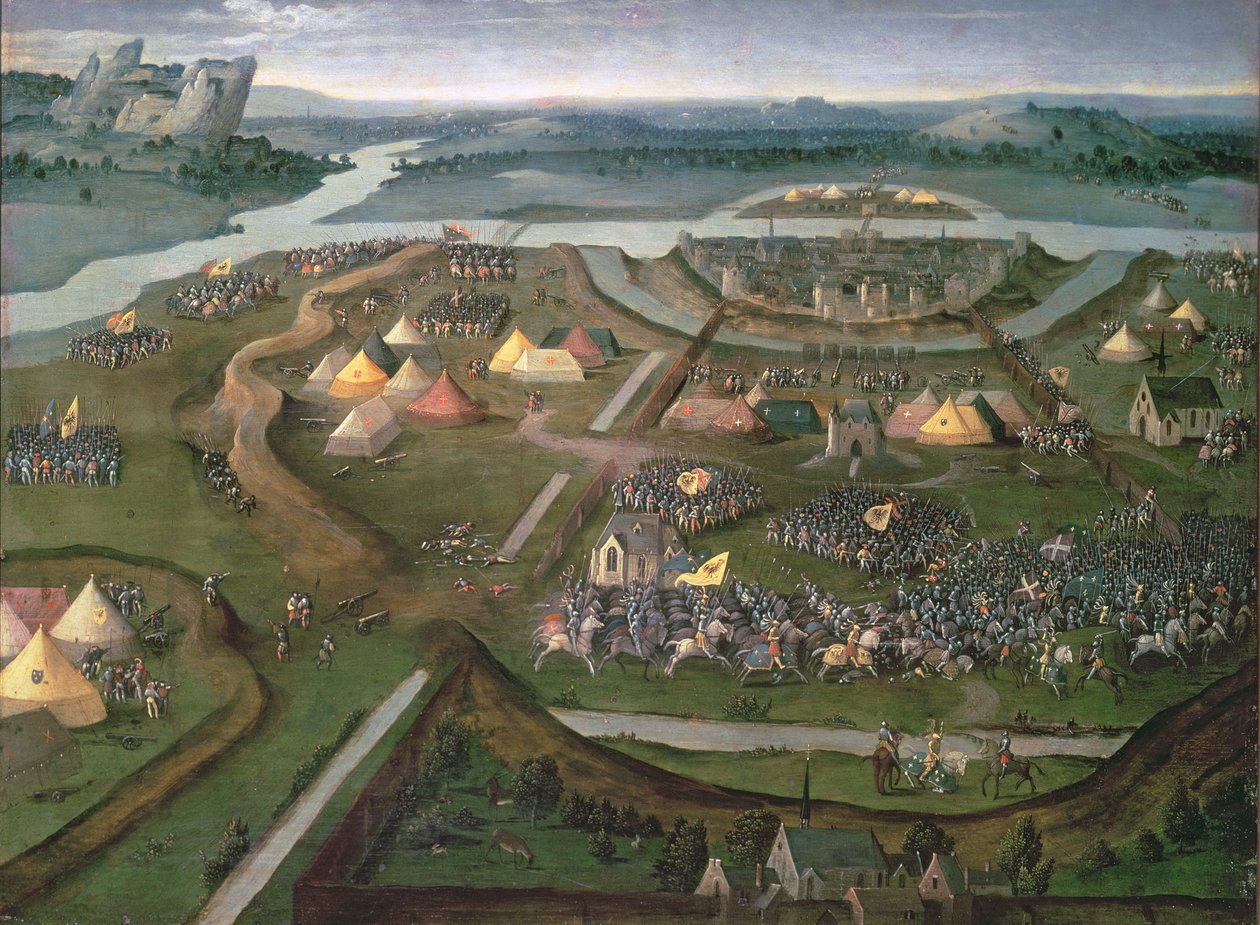 A Batalha de Pavia em 1525, c.1530 (painel) de Joachim Patenier