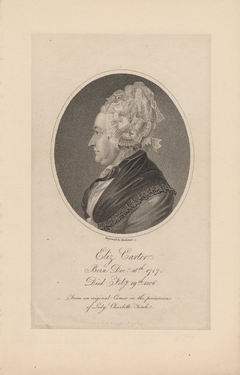 Elizabeth Carter, gravado por Mackenzie, 1807 de Joachim Smith