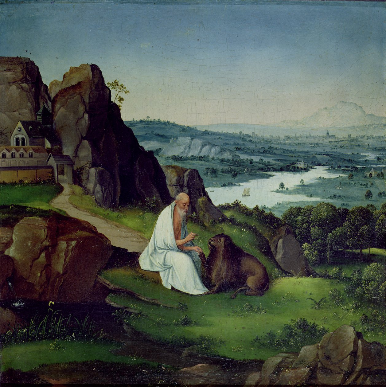 São Jerónimo numa paisagem (óleo sobre painel) de Joachim (style of) Patenier or Patinir