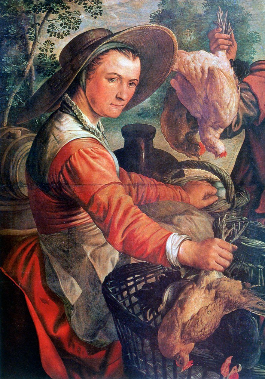 No mercado, detalhe, c1550-1537 de Joachim Beuckelaer