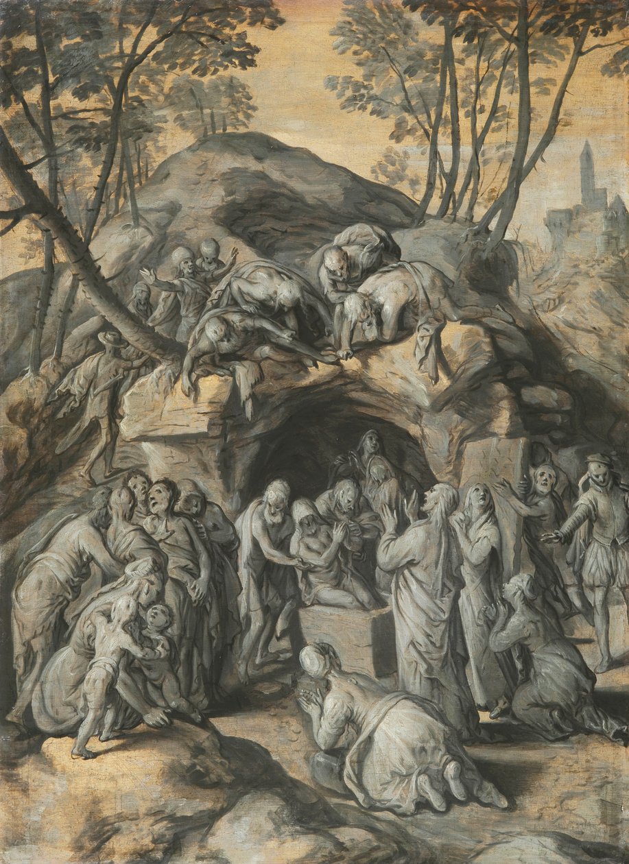 Holandês: A Ressurreição de Lázaro A Ressurreição de Lázaro de Joachim Beuckelaer