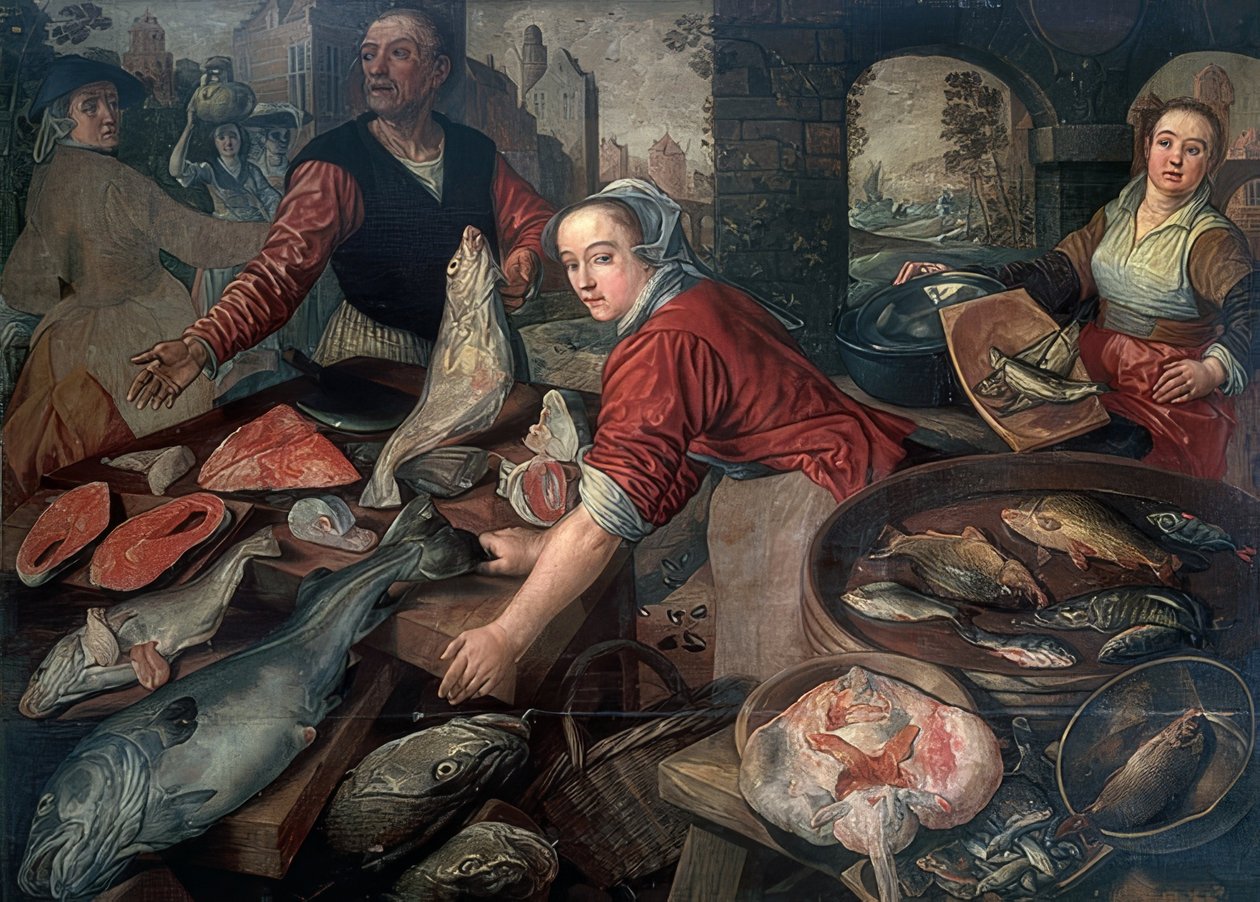 Mercado de peixe. 1570 de Joachim Beuckelaer