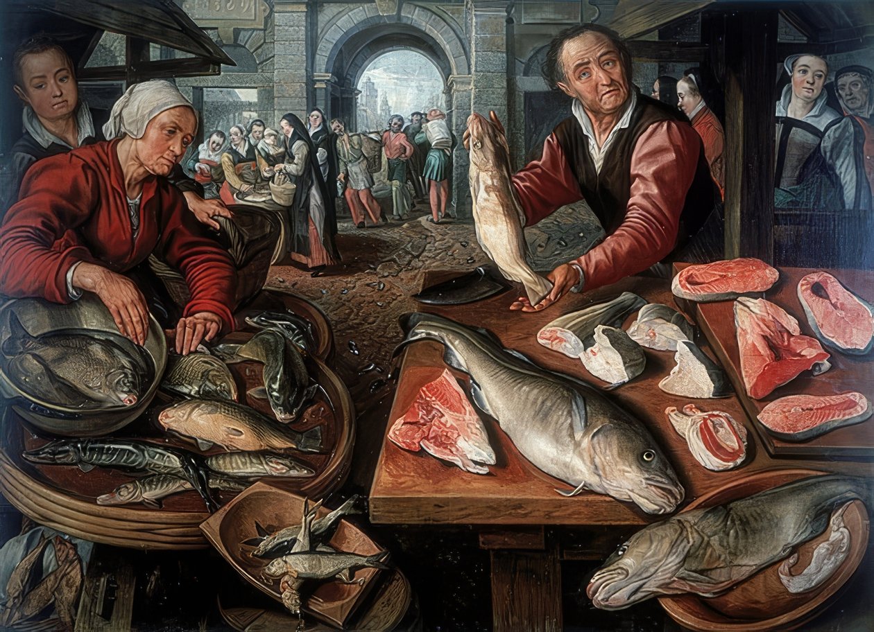 Mercado de peixe. 1599 de Joachim Beuckelaer