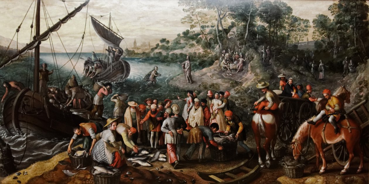 A pesca milagrosa dos peixes de Joachim Beuckelaer