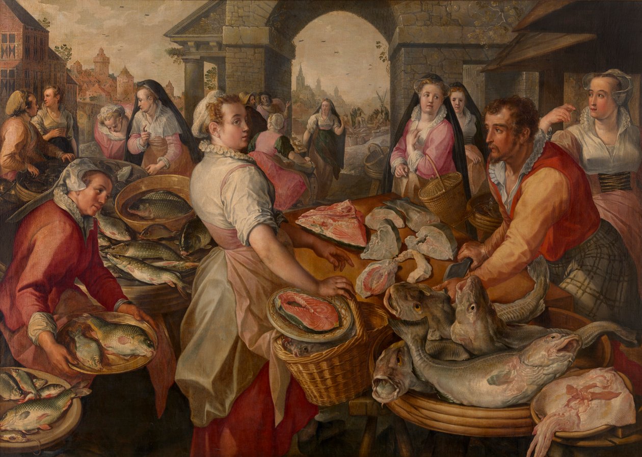 Fishmarket (óleo sobre painel) de Joachim Beuckelaer