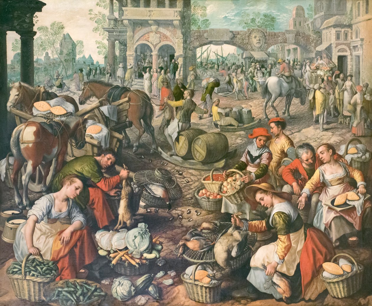 Praça do mercado, Joachim Beuckelaer (óleo sobre tela) de Joachim Beuckelaer