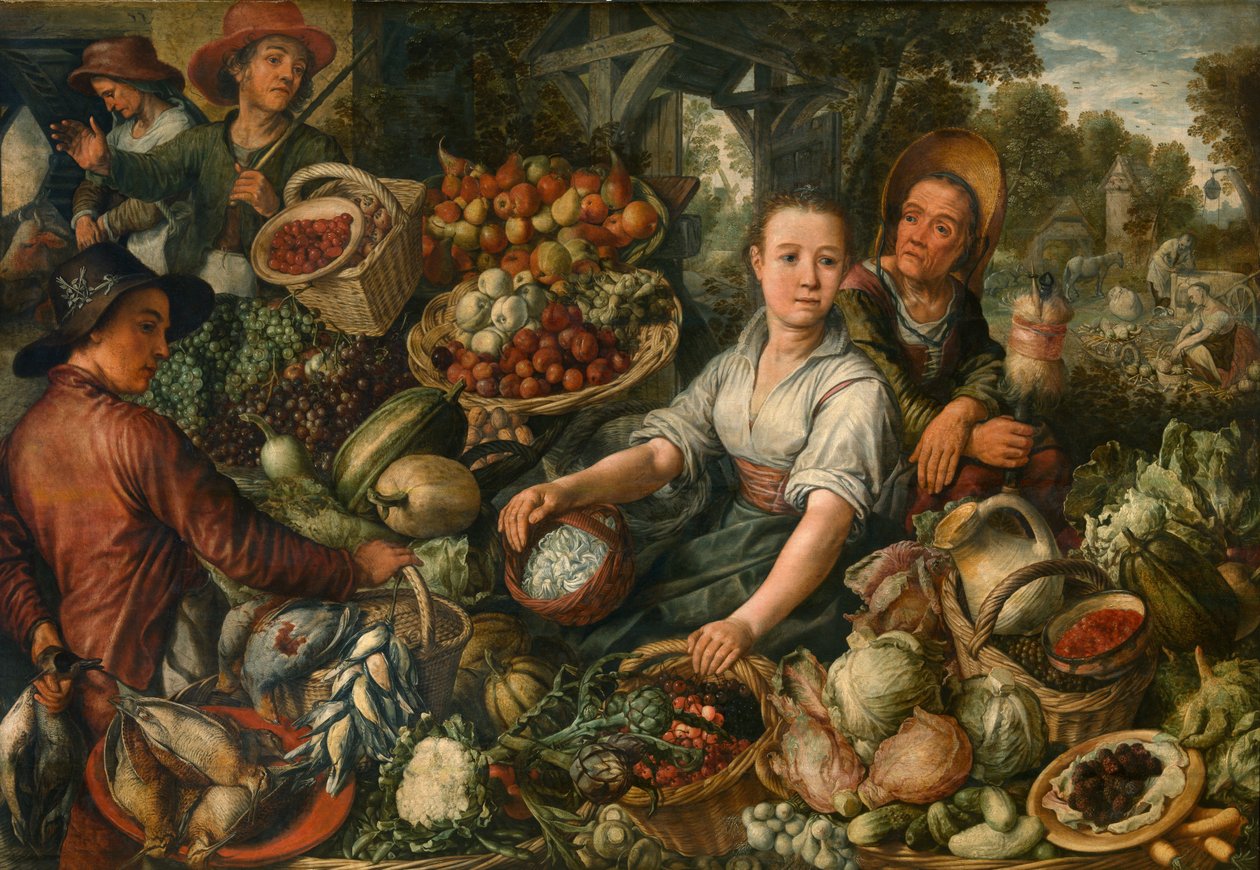 Mercado de legumes (óleo sobre painel) de Joachim Beuckelaer