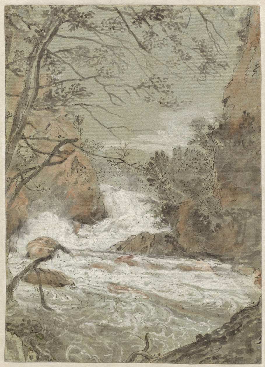 Paisagem fluvial com cachoeira (reto) de Joachim Franz Beich