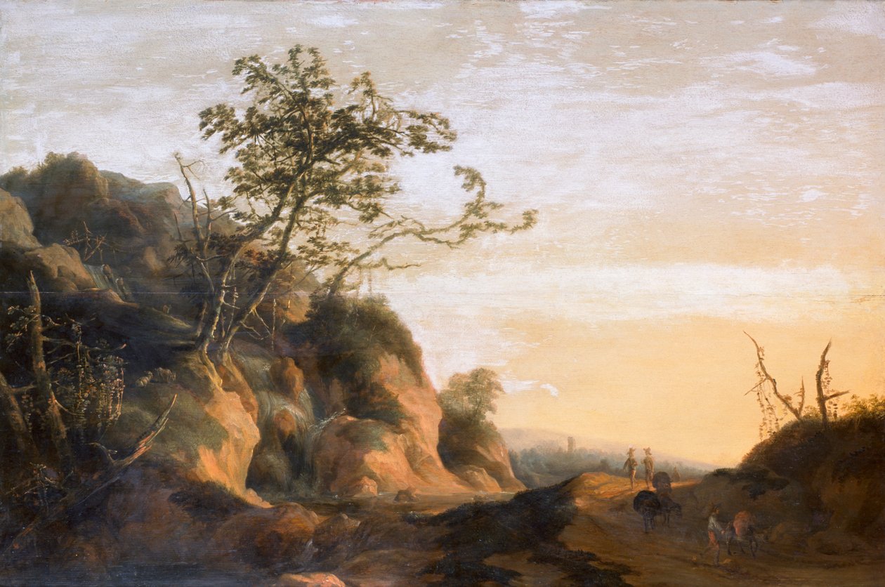 Viajantes numa Paisagem (óleo sobre tela) de Joachim Govertsz Camphuysen