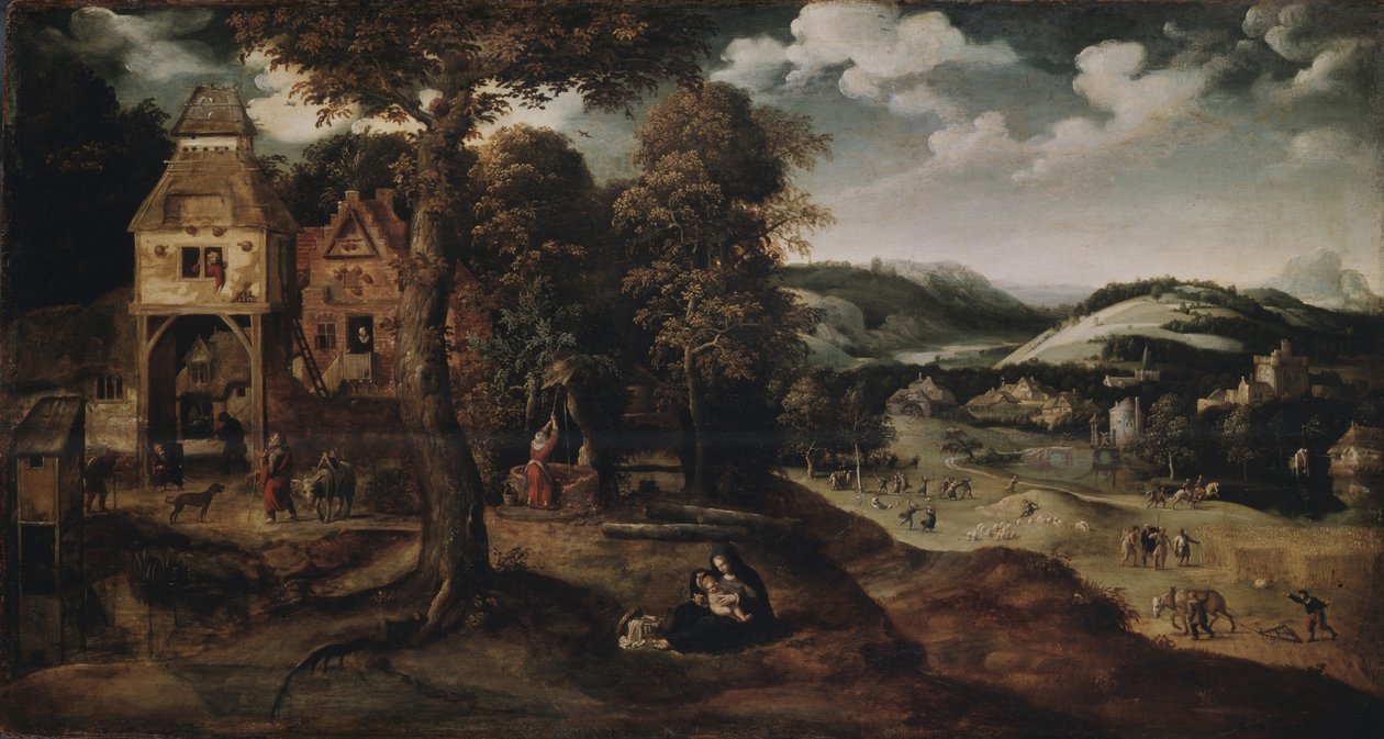 Paisagem com a fuga para o Egito, ca 1524 de Joachim Patinir