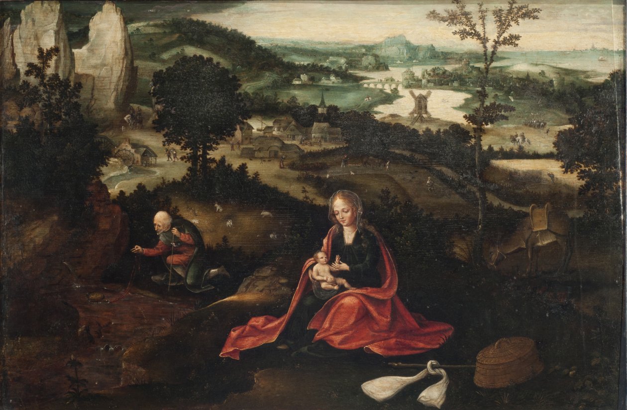 O Descanso na fuga para o Egito (óleo sobre painel) de Joachim Patinir