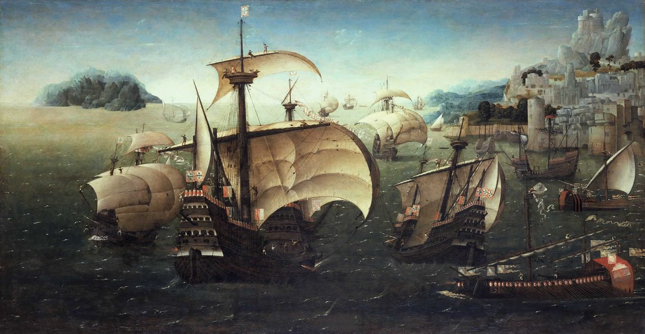 Naufrágios portugueses de uma costa rochosa, c.1540 de Joachim Patinir follower of