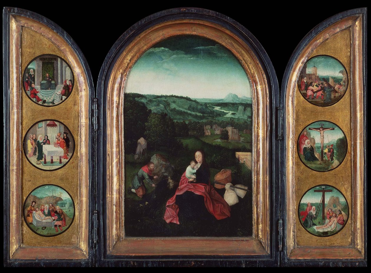 Descanse na fuga para o Egito Tríptico, ca 1515 de Joachim Patinir follower of
